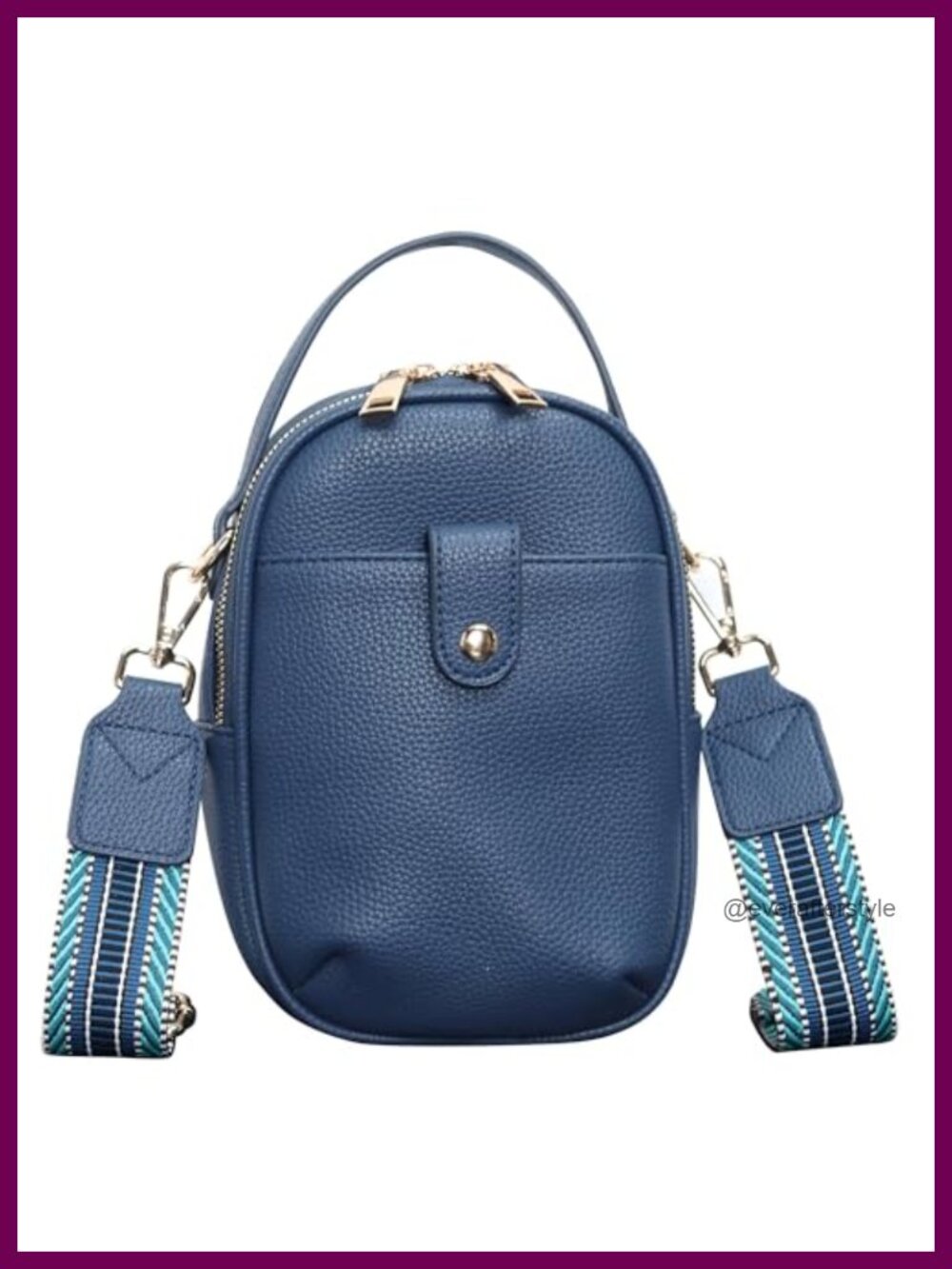 Vegan Leather Crossbody Bag Multi Compartment Lightweight Purse